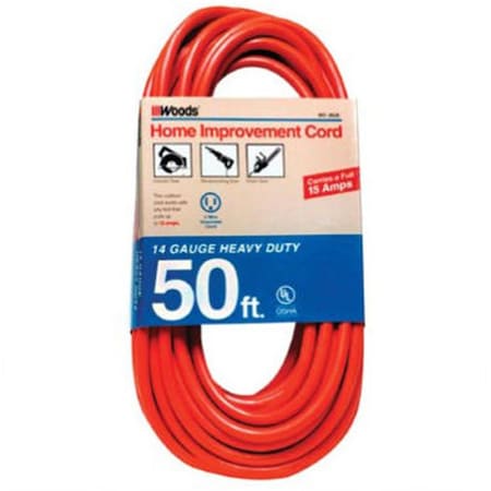 Southwire SJTW Extension Cord, 14 AWG, 14/3, 1 Outlets, Orange, 50 ft 860-626